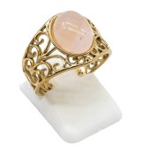 Anello Aperto Acciaio Inox Quarzo Rosa
