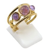 Anello Triplo Acciaio Inox Ametista