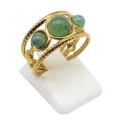 Anello Triplo Acciaio Inox Avventurina Verde