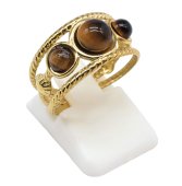 Anello Triplo Acciaio Inox Occhio di Tigre