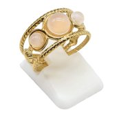 Anello Triplo Acciaio Inox Quarzo Rosa