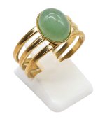 Anello Tridente Acciaio Inox Avventurina Verde
