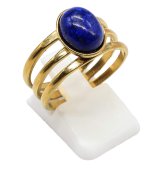 Anello Tridente Acciaio Inox Lapislazzuli