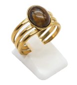 Anello Tridente Acciaio Inox Occhio di Tigre
