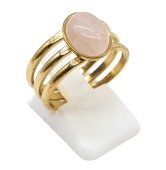 Anello Tridente Acciaio Inox Quarzo Rosa