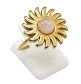 Anello Sole Acciaio Inox Quarzo Rosa