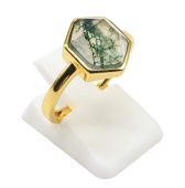 Anello in argento sterling 925 con agata muschiata esagonale