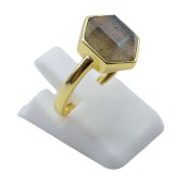Anello in Argento 925 Labradorite Esagonale