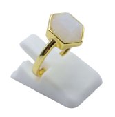 Anello in Argento 925 Pietra di Luna Esagonale