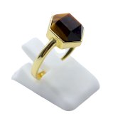 Anello in Argento 925 Occhio di Tigre Esagonale