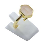 Anello in Argento 925 Quarzo Rosa Esagonale