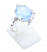 Anello in argento sterling 925 con acquamarina imperiale ovale
