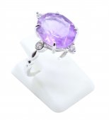 Anello in argento sterling 925 con ametista imperiale ovale