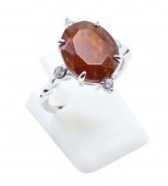 Anello in argento sterling 925 con granato imperiale ovale