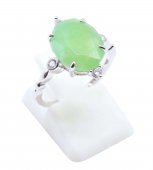 Anello in argento sterling 925 con giada verde ovale a forma imperiale