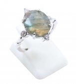 Anello in argento sterling 925 con labradorite ovale imperiale