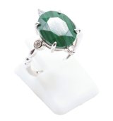 Anello in argento sterling 925 con malachite ovale imperiale