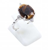 Anello in argento sterling 925 con occhio di tigre ovale imperiale