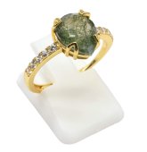 Anello in argento sterling 925 con agata muschiata a goccia