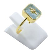 Anello in Argento 925 Acquamarina Rettangolo + Charm