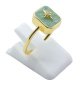 Anello in Argento 925 Amazzonite Rettangolo + Charm