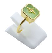 Anello in Argento 925 Giada Verde Rettangolo + Charm