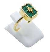 Anello in Argento 925 Malachite Rettangolo + Charm