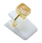 Anello in Argento 925 Quarzo Rosa Rettangolo + Charm