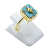 Anello in Argento 925 Turchese Rettangolo + Charm