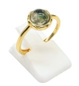 Anello in argento sterling 925 con agata muschiata rotonda