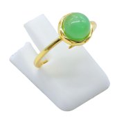 Anello in Argento 925  Giada Verde Rotondo