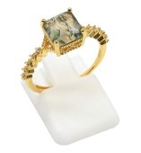 Anello in argento sterling 925 con agata muschiata quadrata