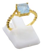 Anello in Argento 925 Acquamarina Quadrato