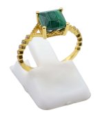Anello in Argento 925 Malachite Quadrato