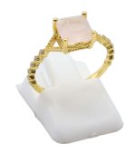 Anello in Argento 925 Quarzo Rosa Quadrato