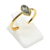 Anello in argento sterling 925 con agata muschiata a taglio marquise