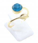 Anello in argento sterling 925 con foglia d'oro - Apatite