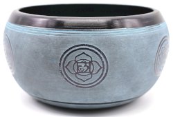 Campana tibetana in alluminio Chakras blu 550 g
