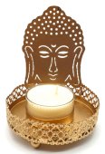 Portacandele Buddha in metallo riflettente 11 cm