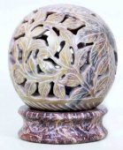 Portacandele Pietra Globo Fiori Grigio 10cm