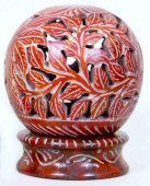 Portacandele Pietra Globo Fiori Rosso 10cm