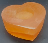 Portacandela Cuore Selenite Arancione 8cm