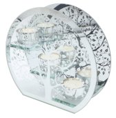Portacandele in vetro triplo albero della vita 18 cm