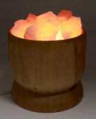 Lampada di sale dell'Himalaya Ciotola in legno e cristallo 3,5 kg