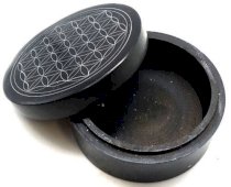 Portagioie in pietra rotonda Flower of Life 10 cm