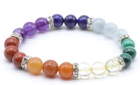 Bracciale 7 Chakra PREMIUM 3-Mix perle 8mm