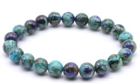 Bracciale Azzurrite 'AAA' perle 8mm