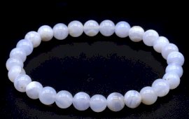 Bracciale Calcedonio Blu 'AA' perle 6 mm