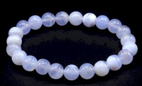 Bracciale Calcedonio Blu 'AA' perle 8 mm