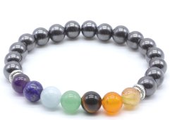 Bracciale Ematite & 7 chakra perle 8mm